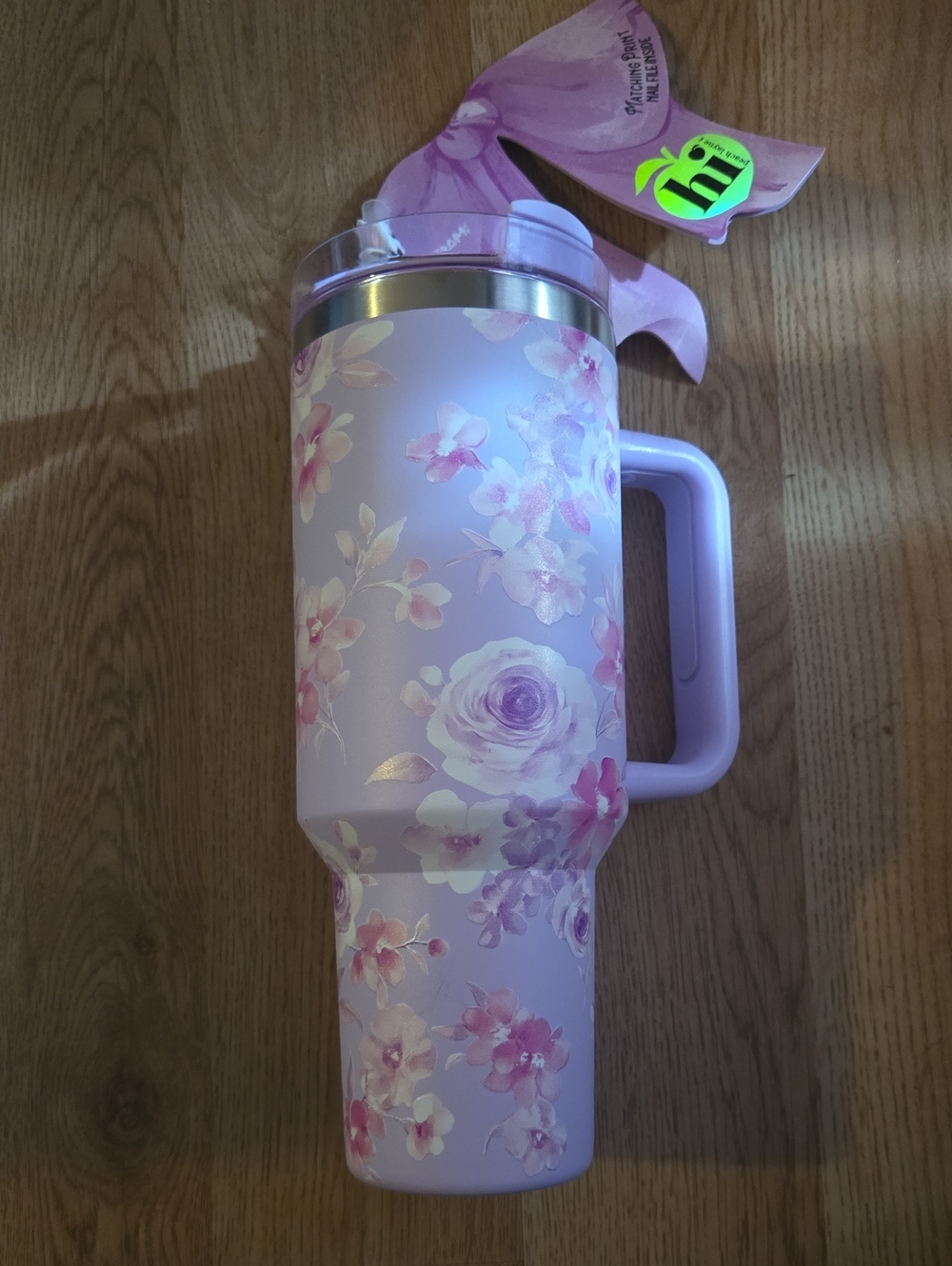 Floral Insulated Travel Mug - Lavender Purple - Picture 3 of 5